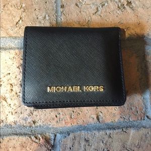MICHEAL KORS UNISEX TEXTURED BLACK LEATHER WALLET
